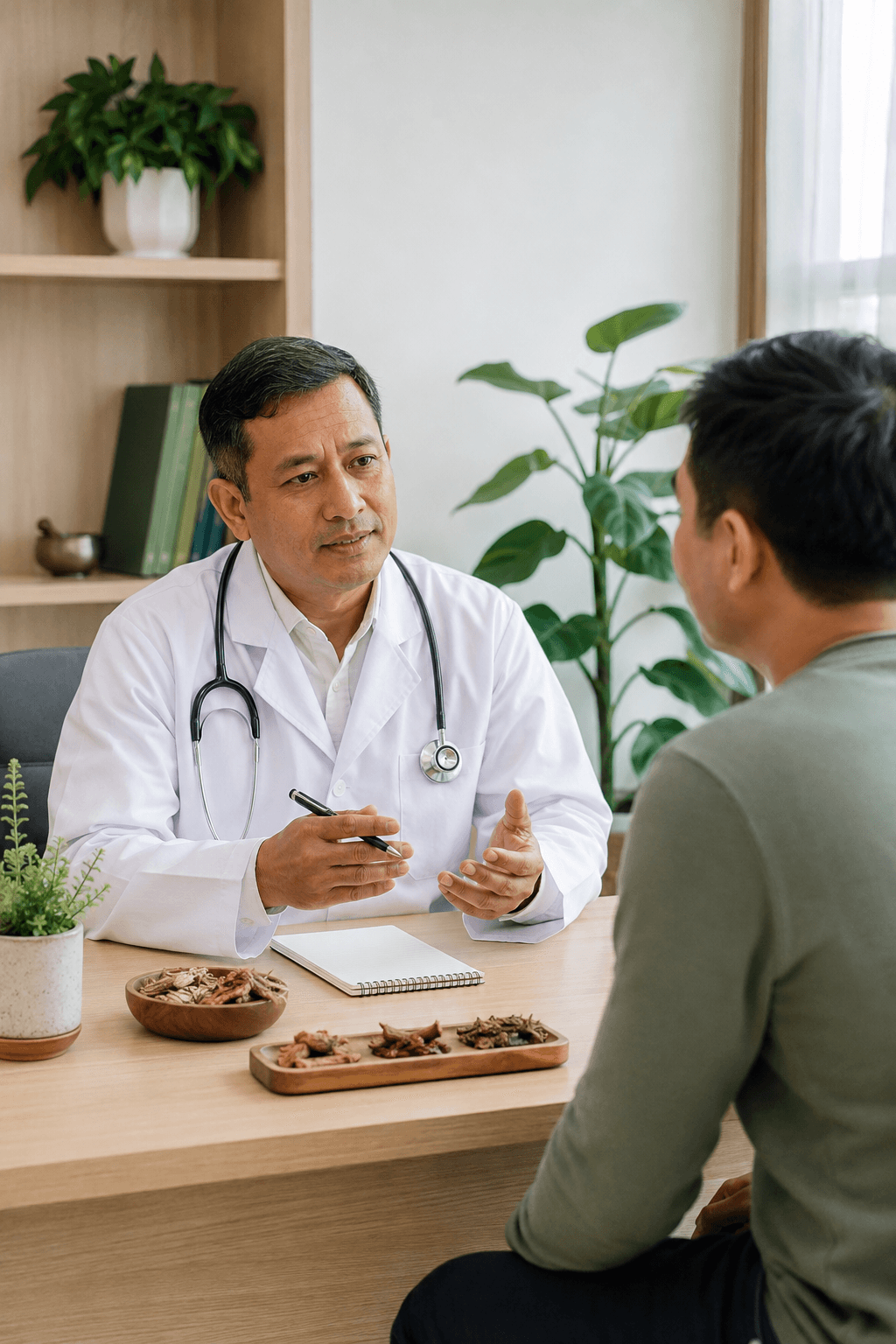 Doctor providing personalized herbal healthcare